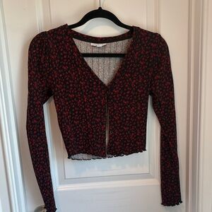 Floral V-Neck Long Sleeve Cardigan